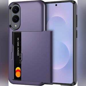 Galaxy New Purple S25 Edge Case Wallet with Card Holder Heavy Duty Protective